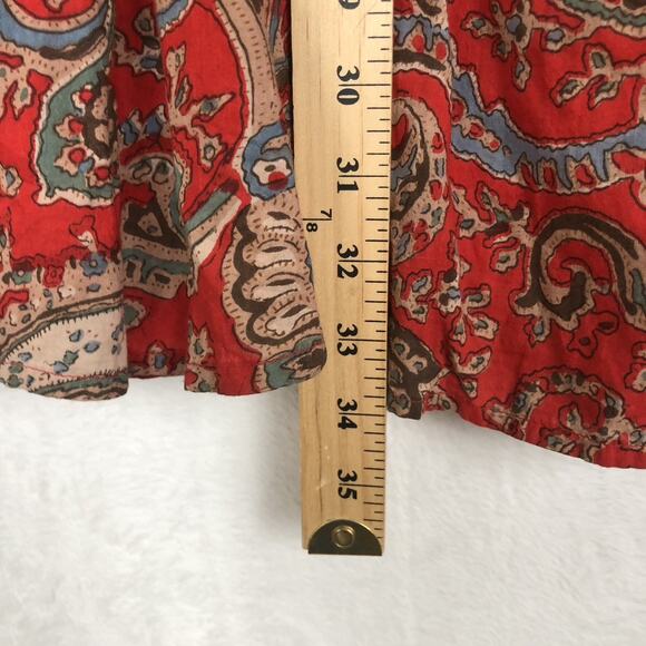 VTG LA CERA Midi Broomstick Skirt Sz M/L Red Paisley 100% Cotton Lined‎ Boho - Picture 8 of 10